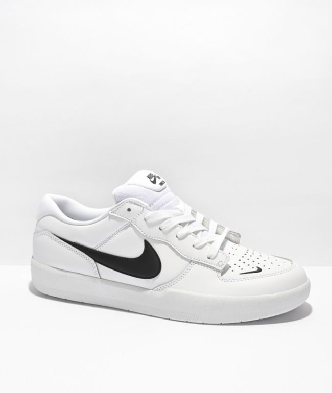 white nike shoes with black swoosh